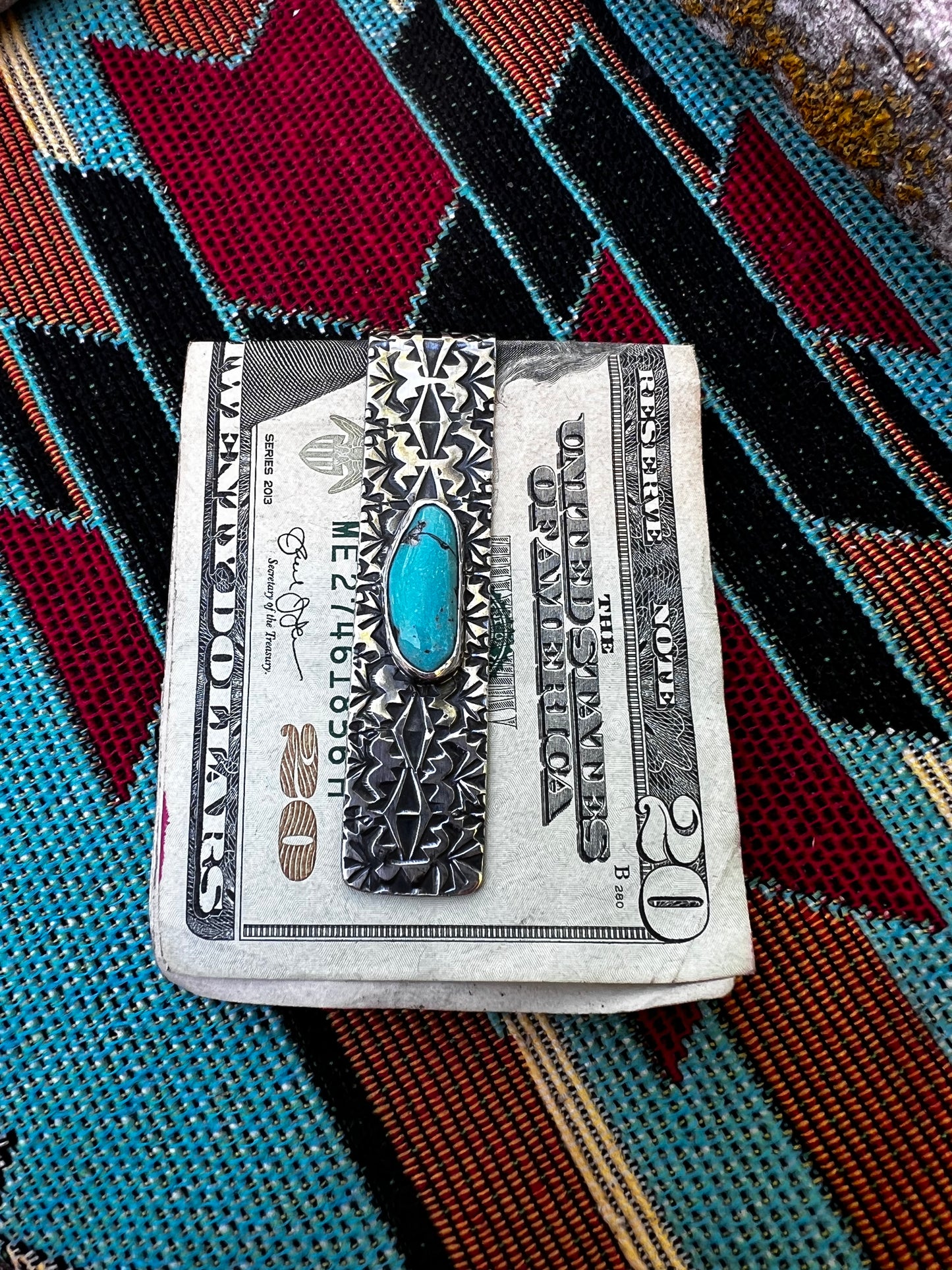 Sterling silver and Sleeping Beauty turquoise money clip