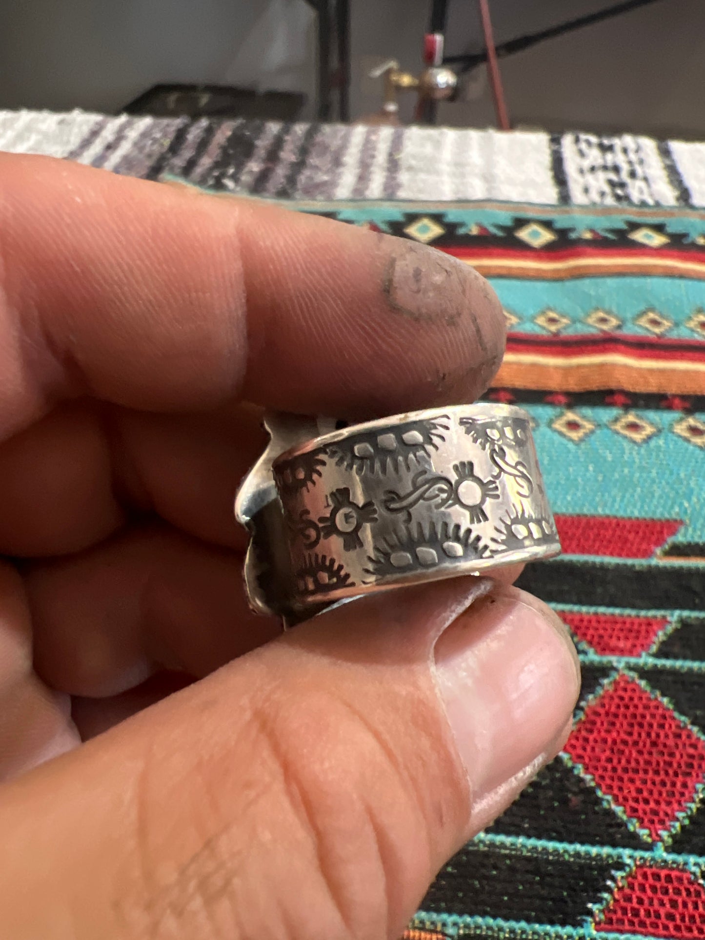 Handmade sterling silver and turquoise ring. Size 9.5