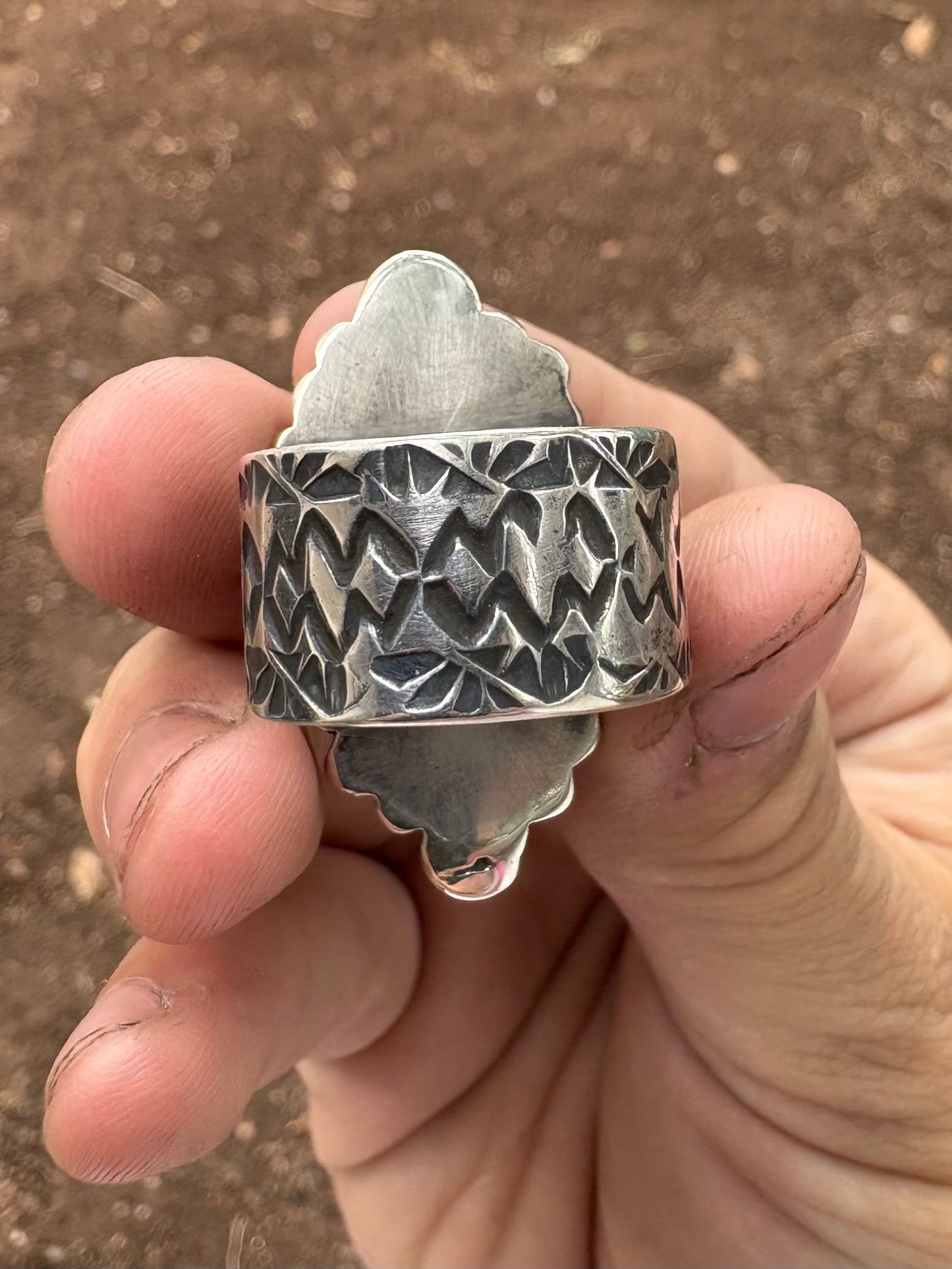Hand made sterling silver and rare Bisbee turquoise ring size 9