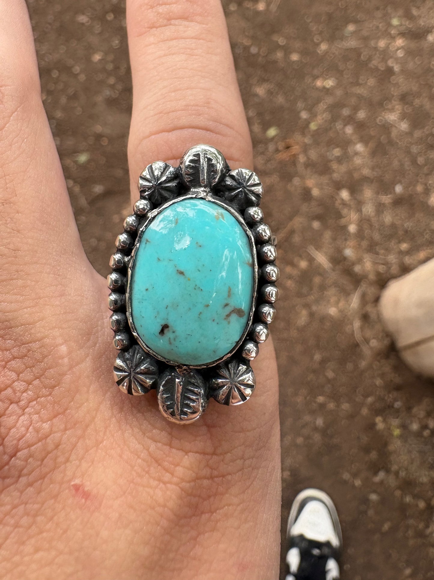Handmade sterling silver and turquoise ring