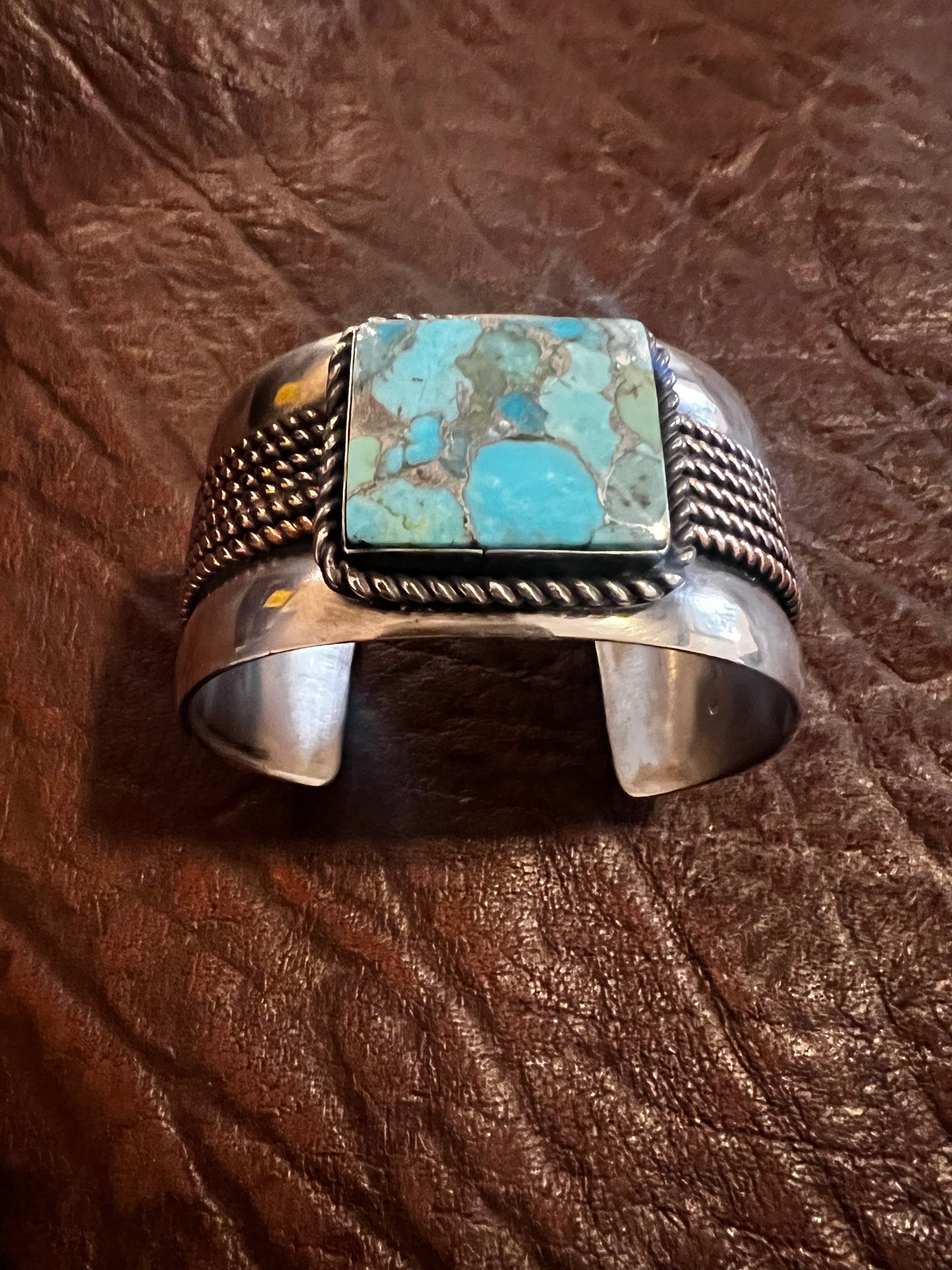 6” silver with copper twist wire, and Kingman composite turquoise cuff