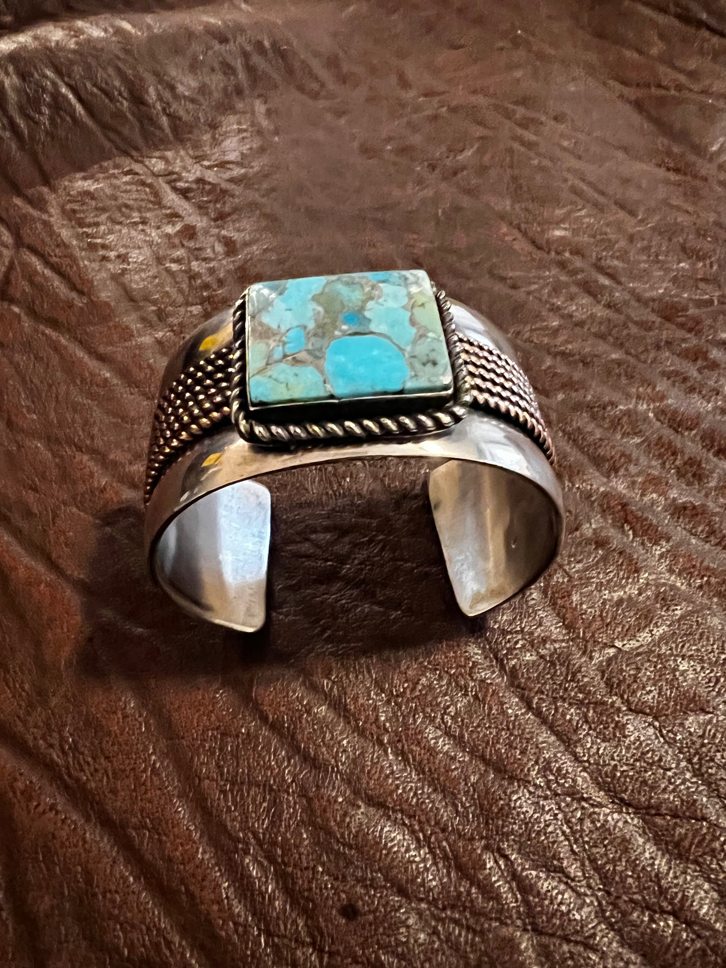 6” silver with copper twist wire, and Kingman composite turquoise cuff