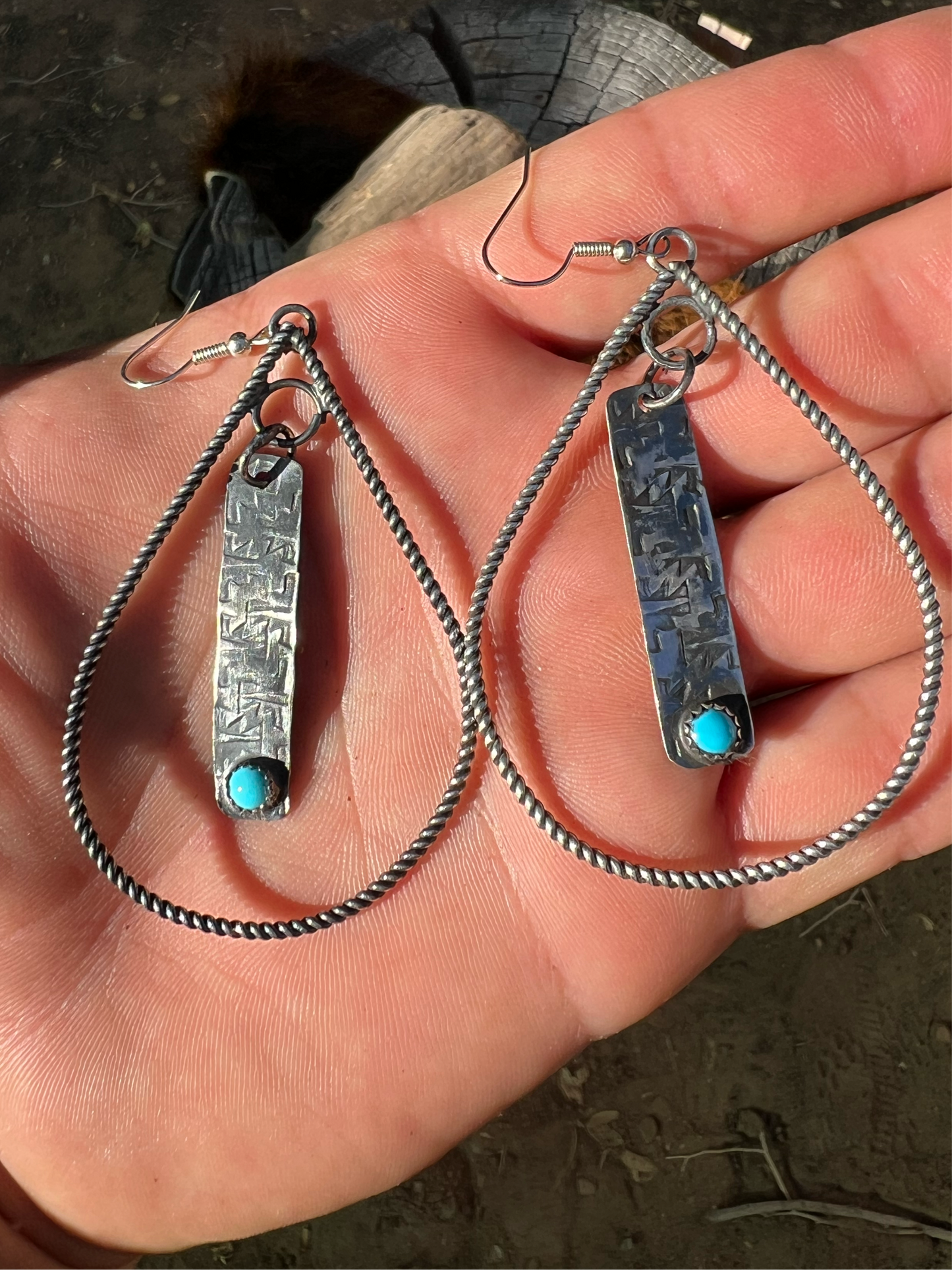 sterling silver and sleeping beauty turquoise earrings.