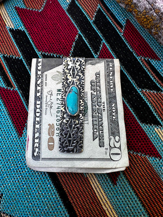 Sterling silver and Sleeping Beauty turquoise money clip