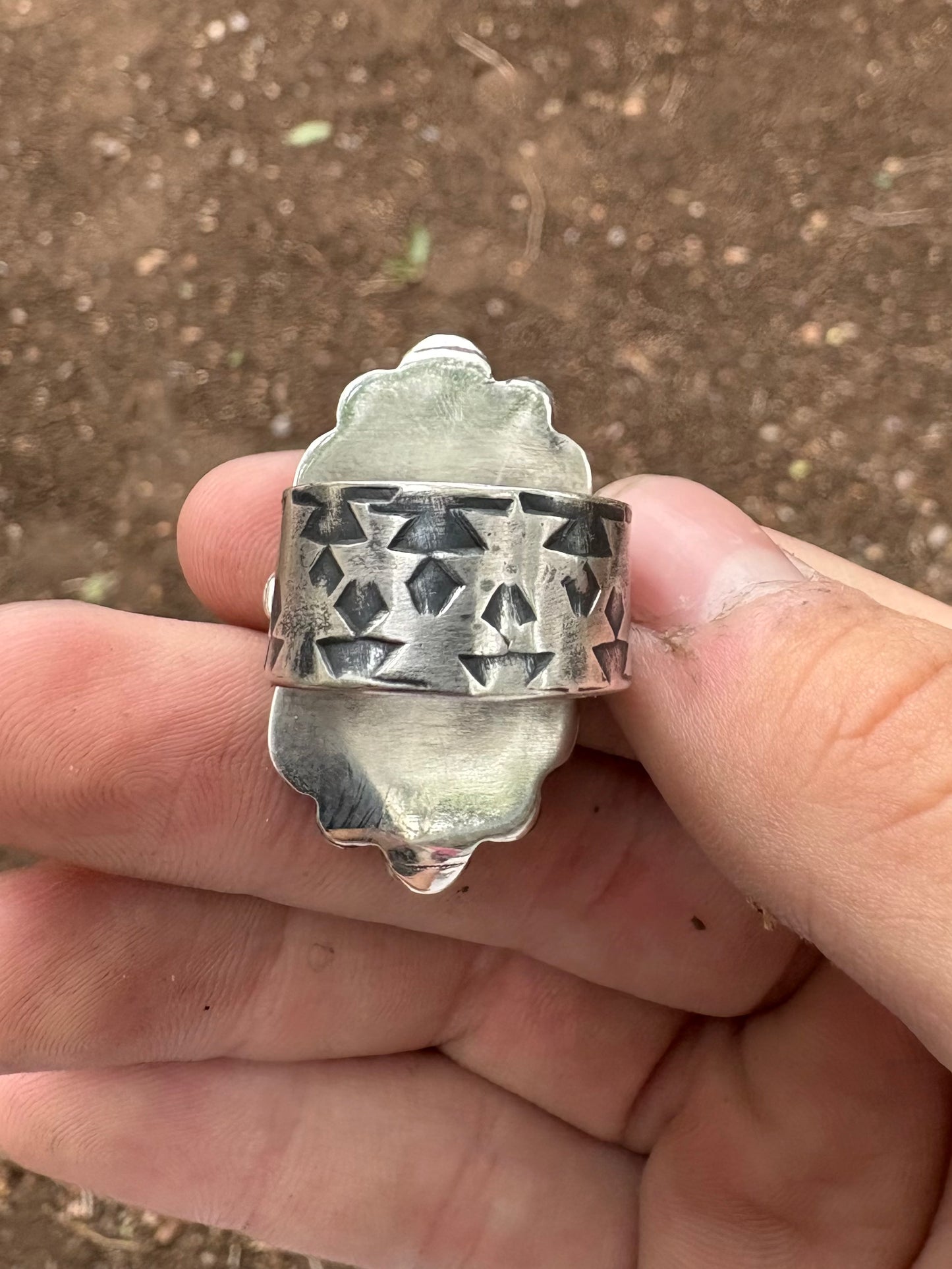 Hand made sterling silver and turquoise ring size 6 3/4