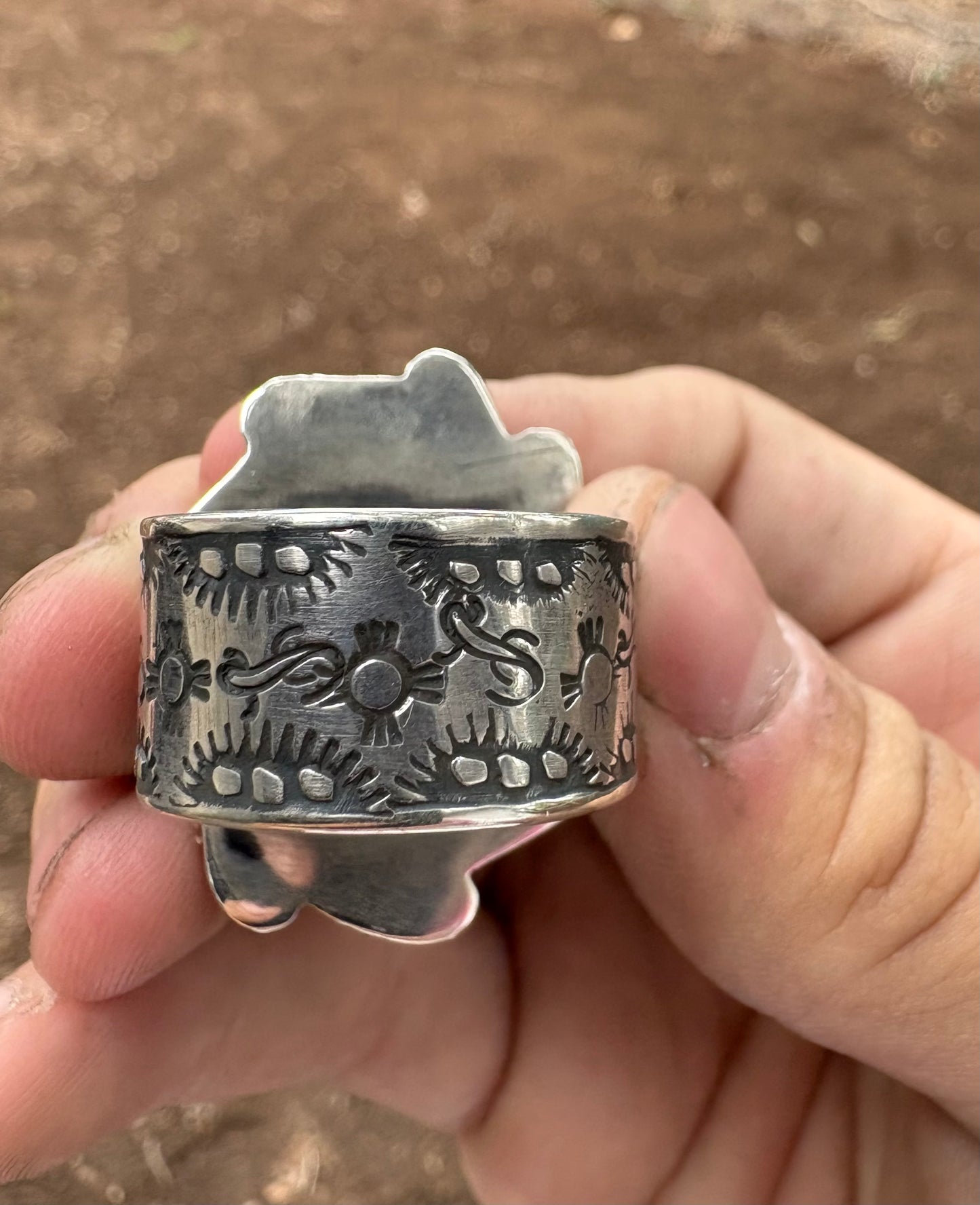 Hand made sterling silver and turquoise ring size 9 1/2