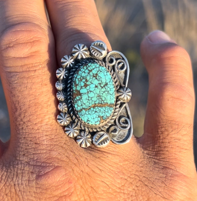 Size 11 sterling silver and Ithaca Peak turquoise ring