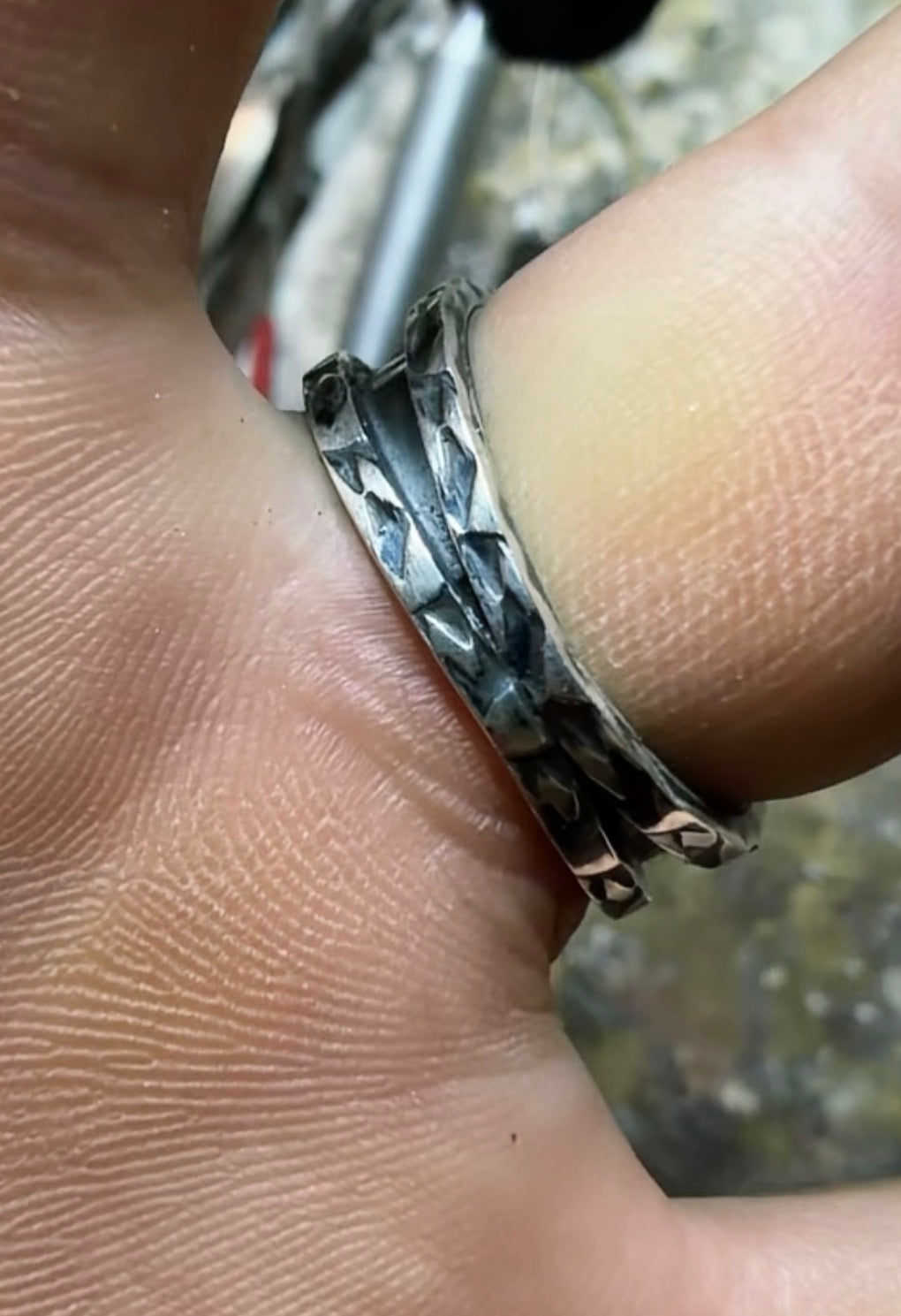 Hand made sterling silver and Tyrone turquoise ring size 10