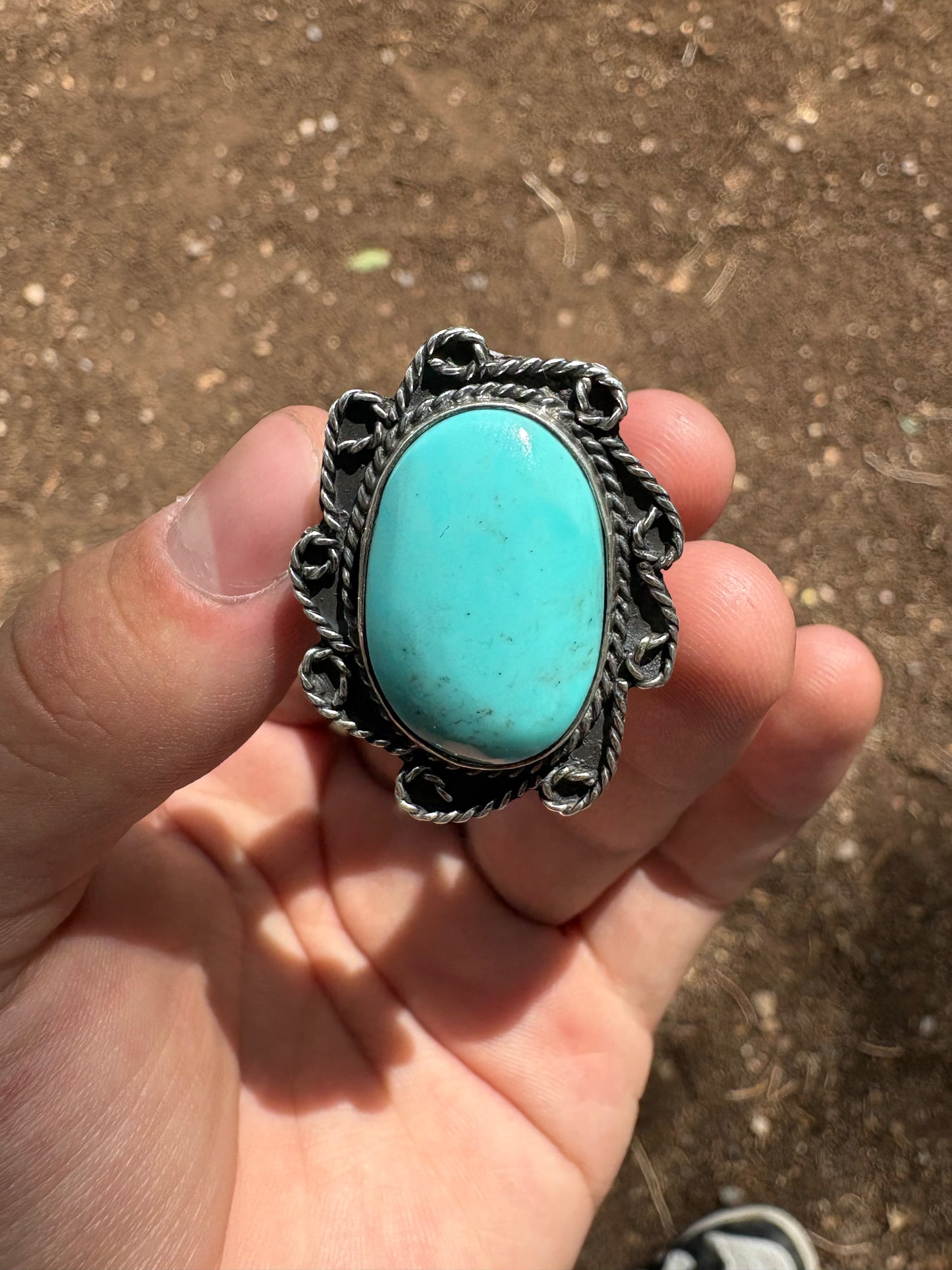 Hand made sterling silver and turquoise ring size 9 1/2