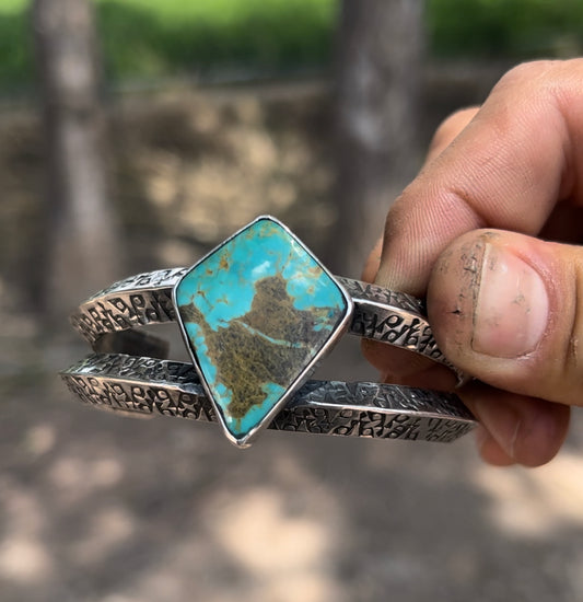 Sterling silver and Royston turquoise cuff