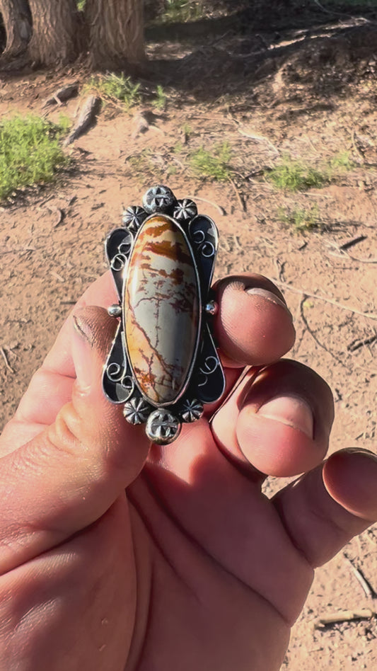 Size 8 sterling silver and Lahontan Jasper ring