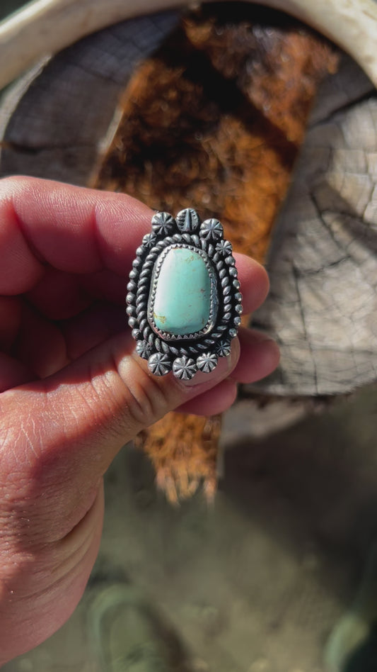 Sterling silver and sleeping beauty turquoise ring. Size 10